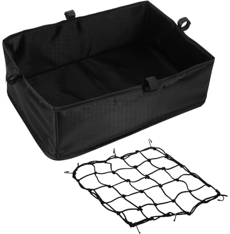 JUMPLAWN Fahrradkorb Einlage mit Elastischem Gepäcknetz, Schwarz | Oxford Stoff mit Schaumstoff, für Outdoor und Biking, Robustes Satz für Geordnete Mitnahme