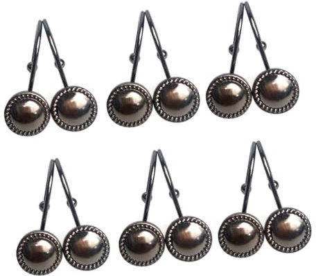 OUNONA 12 Stück Vintage Duschvorhang Ringe Aus Eisen Rund Mit Blumenmuster Vorhanghaken Zubehör Für Badezimmer Rostfrei Und Belastbar