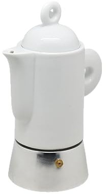 AKINDA Home - Caffettiera da 3 tazze in porcellana con base in alluminio - caffettiera porcellana - moka 3 tazze - caffettiera design - caffettiera elegante - base alluminio