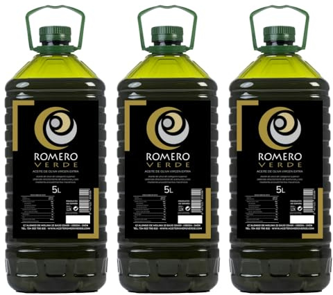 ACEITE ROMERO VERDE - Aceite de Oliva Virgen Extra. Pack de 3 Garrafas de 5L AOVE 100% 25/26