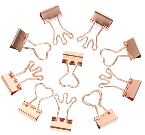 EXHUMKY 10 Stück Bunte Kleine Binder Clips Herzform Vielseitige Büroklammern zum Fixieren von Dokumenten Notizen und Papieren Praktische Heftstreifen für Büro Schule und Zuhause