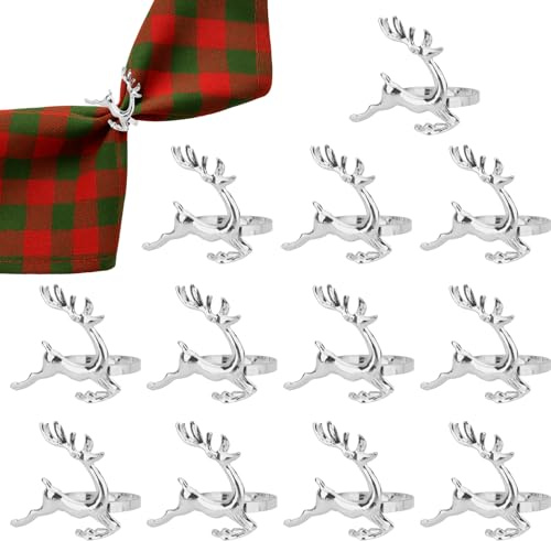 loacuony 12 Stück Serviettenringe Weihnachten, Serviettenring, Napkin Rings | Für Weihnachten, Hochzeit, Thanksgiving Und Partys