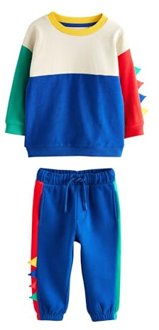 NEXT Ragazzo Completo T-shirt a maniche lunghe morbida al tatto e pantaloni da jogging Multi Dino Spikes 4 Anni-5 Anni