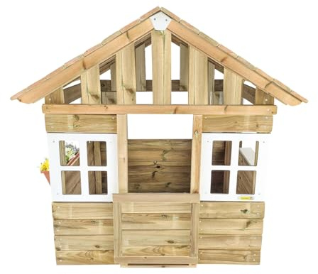 | MASGAMES | Casita Infantil Lollipop | con Puerta, macetero y alféizar | Madera tratada para el Exterior | Se Vende aparte Suelo| (Natural)