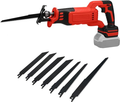 Roadtime Sierra Sable Inalámbrica para Milwaukee 18 V baterías (sin batería),motor sin escobillas 0-3200 RPM Sierra Electrica de Velocidad Variable, con 8 Cuchillas para Cortar PVC/Madera/Metal