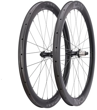 ICAN G27 700C Carbon Gravel Bike Laufradsatz, ultraleicht, 1305 g, 50 mm Aero Tiefe, 27 mm breiter Drahtreifen, schlauchlose kompatible Scheibenbremse