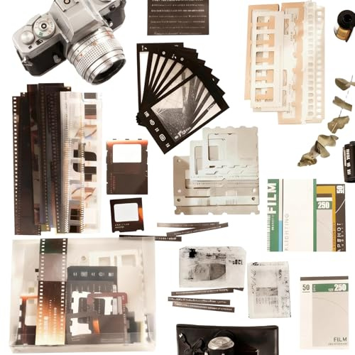 94 Stück Scrapbooking Sticker Set Filmstreifen Thema Scrapbook Stickers Vintage Journaling Zubehör Stickers Retro Kamera Filmaufkleber für Scrapbooking DIY-Kunsthandwerk Journal Deko