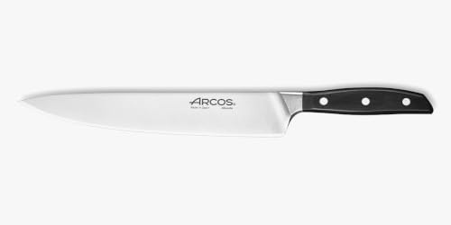 Arcos Chefmesser aus Edelstahl - Professionelles Küchenmesser zum Kochen, Ergonomischer Griff aus Polyoxymethylen, Klinge 250 mm - Schwarz, Serie Manhattan