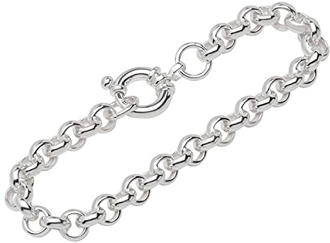 NKlaus Armband für Damen 925 Sterling Silber, 21cm hohl Erbskette, 1 Stück | Länge: 21cm; Breite: 7,8mm; 19,5cm