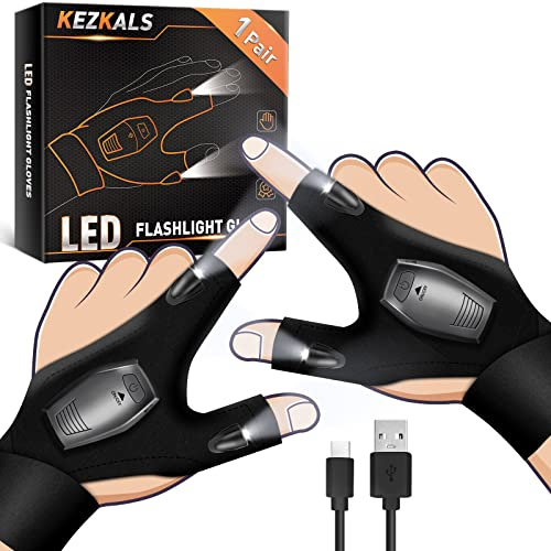 KEZKALS Cadeau Homme/Femme Original, Rechargeable Pêche Gants LED Lumières étanches, Idee Cadeau Saint Valentin Anniversaire Noel Homme/Femme Original