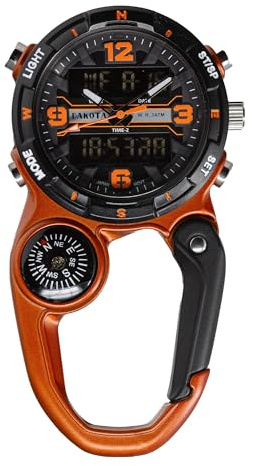 Dakota Analog & Digital Clip Watch, Travel Watch, Alarm, Stopwatch, Timer and Dual Time Watch, Outdoor Travel Gifts for Men and Women, Use for Traveling, Fishing Digital Watch, Clip On Watch