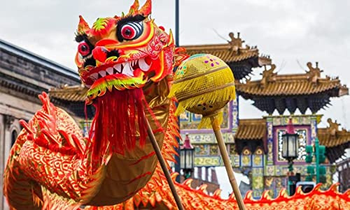 Carte en hostie pour décoration de gâteau à thème de la ville et des pays du monde (Cina - Dragon chinois)