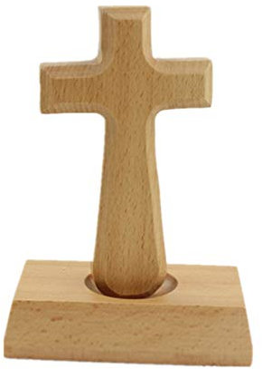 Homoyoyo 1Stk Kreuz aus massivem Holz Katholisches Kreuz stehend ankh tischdeko Holze zum Basteln verzierungen aus Holz Schreibtisch Statue Skulptur