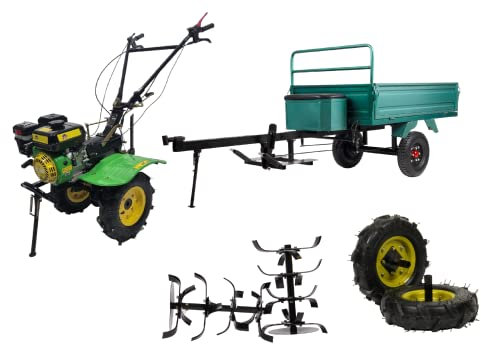 Bauen 39P Einachstraktor 7,5 PS Benzin, Zahnradantrieb, 900 mm Arbeitsbreite, arbeitet bis zu Einer Tiefe von 30 cm, 4 Gänge: 3 Vorwärts & 1 Rückwärts, Selbstfahrend, Ideal für die Eigenversorgung