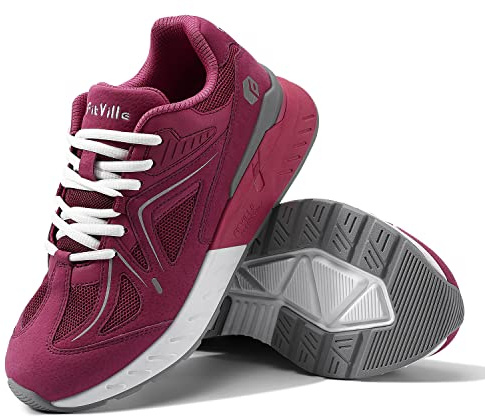 FitVille Zapatillas Casual para Mujer Extra Anchas Zapatillas Running Mujeres para Pies Planos Calzado Ancho Especial Adecuado Aliviar Dolor