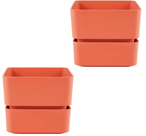 ECOMACETAS FLOWERPOT STORE Maceta Suculentas Pequeña Cuadrada, con Plato de Plástico. Mini Maceta, Tiesto pequeño. (2, 12 cm)