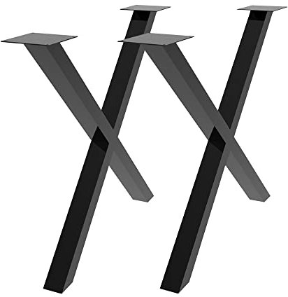 THINFAR Tischfuß aus Metall, robust, Tischfuß – verstellbarer Fuß für Möbel – Arbeitsplatte – Möbelfuß (2 – 43 x 38 cm in X-Form – schwarz)