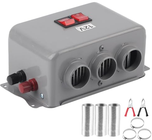 Yosoo Health Gear Värmefläkt för Bilinstrumentbräda, 12 Volt Kompakt Bärbar Bilvärmare Avfrostare, 12v Bilvärmare 3 Hål 600W‑800W Vintersnabbuppvärmning Varmare Frostavlägsnande Lågt Ljud