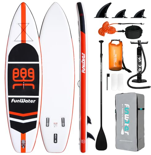 FunWater Tavola SUP Gonfiabile All Round – Kit Completo con Pagaia Regolabile, Pompa, Zaino, Cordino di Sicurezza e Pinne. Per Tutti i Livelli