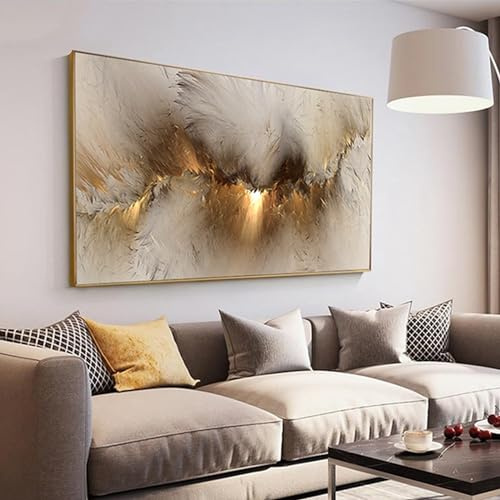 HEHGVCF Wandbild Gold Aurora Bild auf Leinwand Wandkunst 1 Teilig Modern Bild Leinwand Natur Leinwandbilder Groß xxl Schlafzimmer Wohnzimmer Decor ohne Rahmen (Gold,60x120cm)