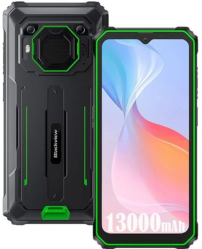 Blackview Outdoor Handy Ohne Vertrag BV6200 PRO,12GB+128GB(1TB Erweiterung), 13000mAh Akku, 6,56'' HD+, ArcSoft® 13MP+8MP, Android 13 DUAL SIM IP68 MIL-STD-810H Wasserdichtes Smartphone, Grün
