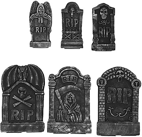Abaodam 6stücke Teiliges Halloween Grabstein Dekorationen Realistische Friedhofs-tombstones Für Gruselige Garten Und Party-Dekorationen Für Halloween Und Spukhaus-Events