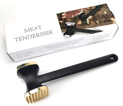 Kitchen Meat Tenderizer,Heavy Duty Manual Hammer Mallet Tool,Meat Hammer Used for Steak, Chicken, Fish (Golden)