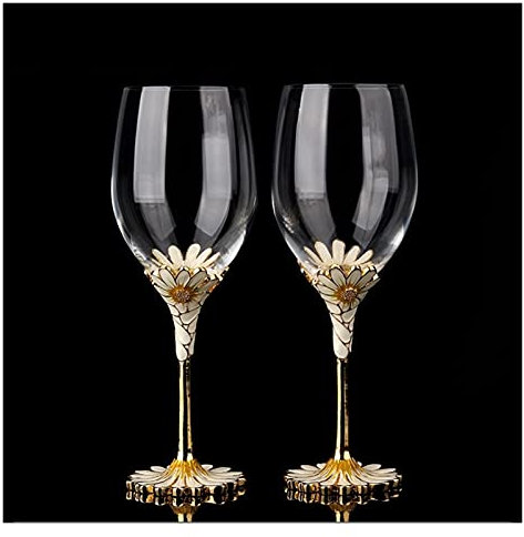 GLigeT Flûtes à Champagne Ensemble de Verres à vin Rouge de Luxe, Style européen, Verre en Cristal émaillé for Couple, gobelet à vin créatif Verres à Champagne
