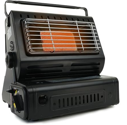 Eurocatch Gaskamin - Värmare - Liten Kamin - Terrassvärmare - Campingkamin - Gasolvärmare - Justerbar - Bärbar Bärväska