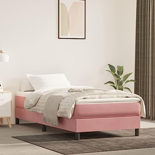 Gecheer Boxspringbett mit Matratze Rosa 90x200 cm Samt