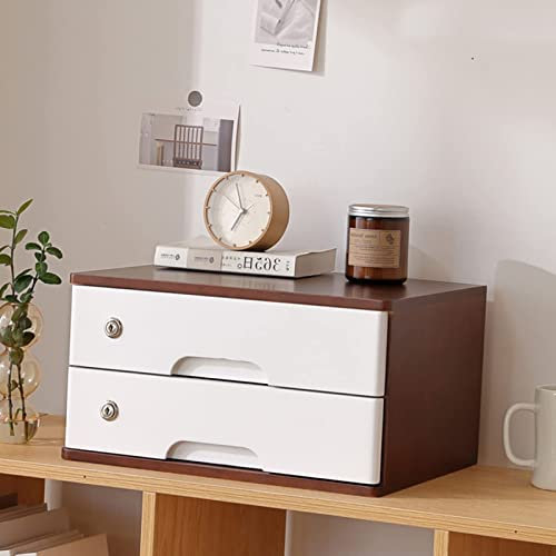 Schreibtisch Organizer Aufbewahrungsbox - Schreibtisch Aktenschrank, Bürobedarf, A4-Quittungsordner, Aktenschrank, Abschließbare Aufbewahrungsbox Aus Massivholz, Kleine Kommode (Size : 2 drawer)