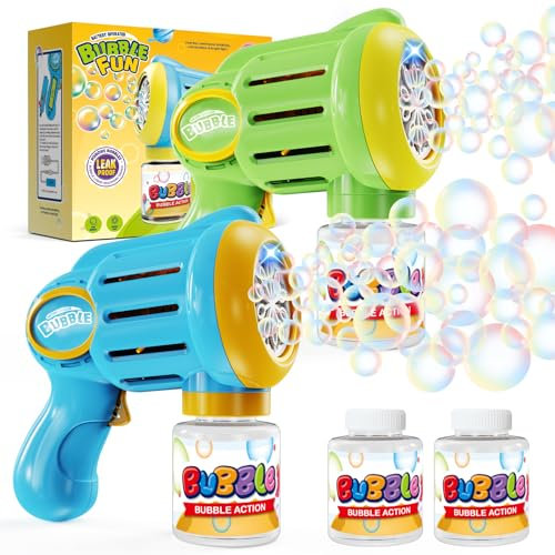 PANACARE 2 Pcs Bubble Gun, Seifenblasenmaschine Gun Seifenblasenspielzeug Kinder 5000+ Blasen/Min mit Seifenblasenlösung für Hochzeit/Geburtstag/Party, Seifenblasenpistole