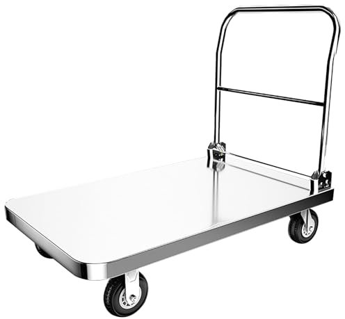 MINGYIHUI Plattformwagen Klappbarer Plattformwagen, Robuster Flachbett-handsackwagen Mit 4 Rädern, Aluminium-plattformwagen Für Garage, Gepäckkarre, Tranpost Sackkarren(Size:117 * 70)