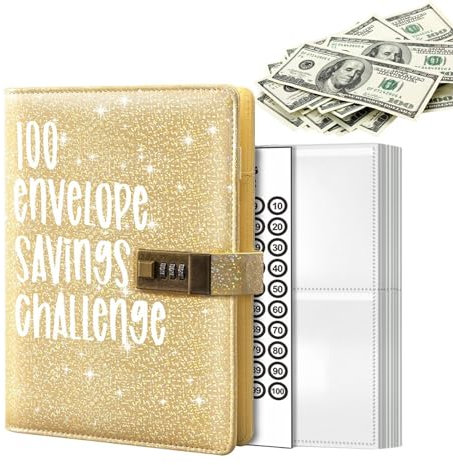 Zasdvn hushållsbok A6 planner sedelkuvert, kuvertmetod | Challenge mapp med 100 kuvert, bärbar pengabesparing challenge budgetmapp, sparar pengar arrangör kuvert för familj
