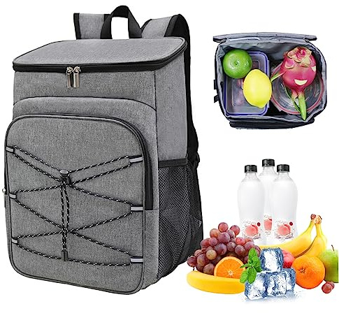 Kylryggsäck cool väska 36 burkar isolerad picknickryggsäck vattentät läckagesäker kylryggsäck för camping vandring lunch BBQ grå kylväska ryggsäck cool väska ryggsäck isolerad ryggsäck kylare