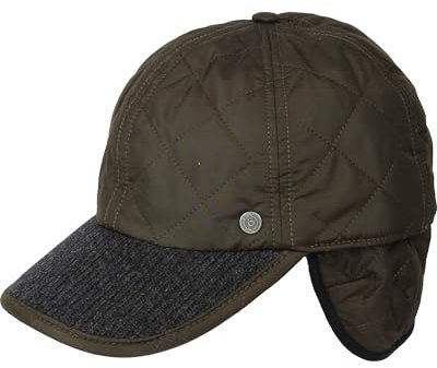 bugatti Herren Mütze - Baseballkappe in Stepp-Optik mit Ohrenklappen - perfekt für die kalte Jahreszeit Größe 55-62 Dark Olive