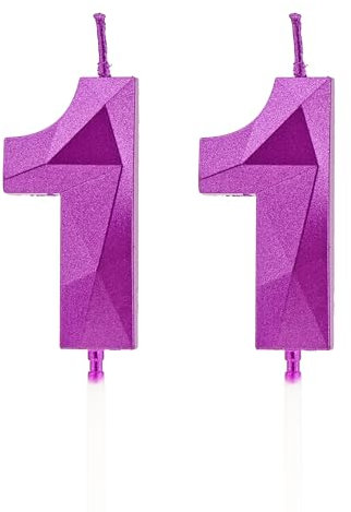 Velas 11 cumpleaños, velas con número morado, decoraciones para tartas de cumpleaños, bodas, aniversarios de empresa