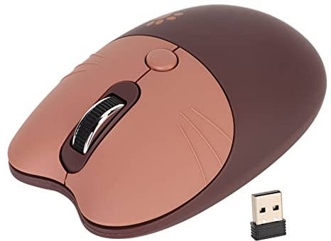 Ailgely Ricevitore USB Wireless Cute Cat Mouse Muto 2.4G Mouse DPI Portatile a 3 Livelli per Laptop Bambini Donne Ufficio (Marrone)