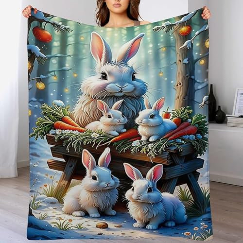 AAPZY Decke süßes Kaninchen Decke Tagesdecke - Weiche Flannel Decke Mit Muster Sofadecke - Baumwolldecke Wohndecke Sofaüberwurf Bettüberwurf （100×130cm）
