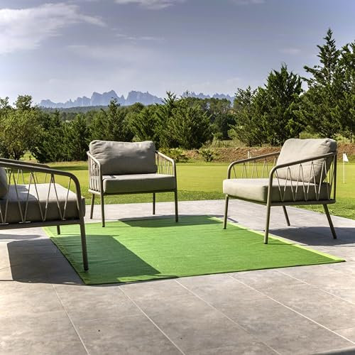 TEXSILK - Alfombra de Exterior Premium Resistente a Manchas y Humedad | Polipropileno 100% Reciclable | 160x230 cm - Verde | Ideal para Jardín, Terraza y Piscina
