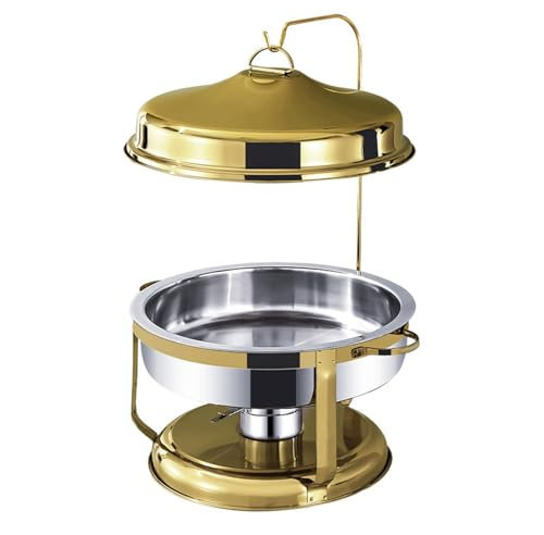 Ayztantine Set Buffet scaldavivande 2 Confezioni Hotel Matrimonio Banchetto 9.0L Acciaio Inossidabile Scaldavivande Oro e Argento Buffet Riscaldamento Rotondo Chafing Dish(Gold)