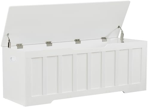 VANKILEY 51.2 Storage Chest Extra Large,Storage Bench with 2 Safety Hinges,Shoe Bench,51.2 * 15.7 * 19.1 inches,Wooden Trunk for Bedroom,livingroom,entryway,Supports 220 lb,Easy Assembly(White).