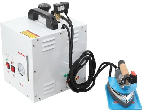 Estación de planchado profesional de 1600 W, plancha industrial de acero inoxidable con vaporizador y tanque de 4 L, temperatura ajustable, caldera de vapor portátil con manómetro para tiendas de ro