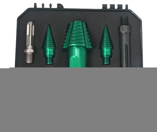 Log Splitter Drill Bit, Heavy Duty Screw Cone, Removable Wood Splitting Tool | Carbon Steel Construction, Round And Square Handle Set | 1 Set, For Home Repair, Camping And Farm Use