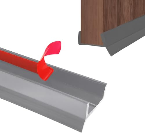 Plinthe de cuisine, joint profilé de porte, 2 m, autocollant pour épaisseur de bois de 15/16/17/18 mm, en caoutchouc de silicone avec lèvre d'étanchéité (gris)