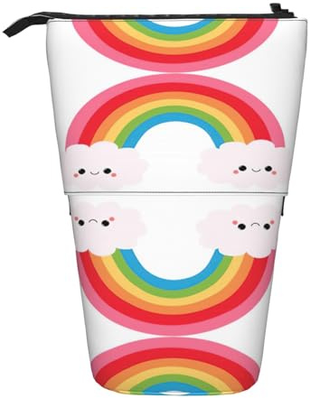 OTTKGGA Kleines Regenbogen-Federmäppchen, Teleskop-Federmäppchen, Schreibwaren-Organizer mit Reißverschluss, tragbar, Schule, Büro, Studenten, Schwarz , Einheitsgröße