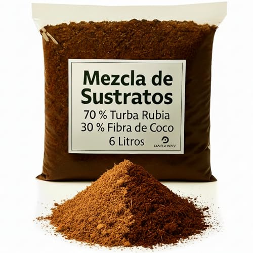 DARZWAY Sustrato Profesional 6 litros – Turba Rubia y Fibra de Coco – Ideal para Semilleros y Huerto Urbano – Tierra para Plantas, Macetas y Esquejes – pH Reducido, Aireación y Drenaje Óptimo.