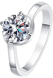 Ayoiow Vorsteckring Weißgold 585, Elegant Welle 4 Krappen Labordiamant Hochzeitsringe Weissgold 585, Ring Damen Weißgold
