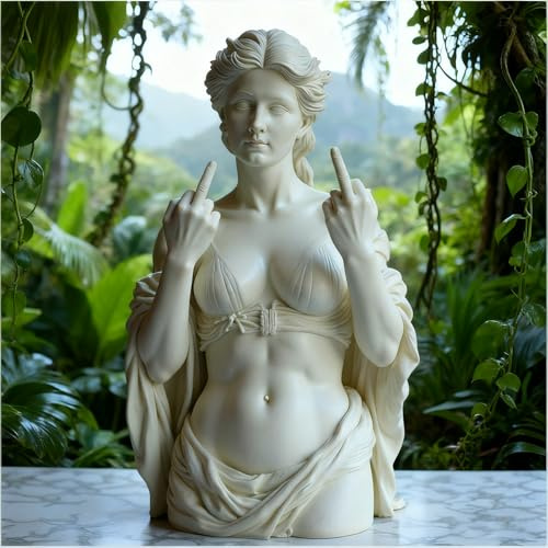 Macamolly Venus med attityd, skulptur av en grekisk gudinna i tala med min hand-gest, 20 cm staty som dekoration för vardagsrum, en originell och fräck gåva för humoristiska människor
