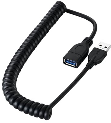 Retractables USB 3.0 Extension Cable Male to Female Cord Enhance Connection with Multiple Devices Spiral USB Extension